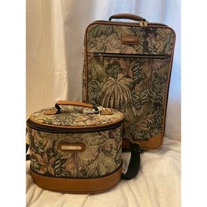 Vintage AMERICAN TOURISTER Tapestry Rolling CarryOn Suitcase & Train Bag BUNDLE